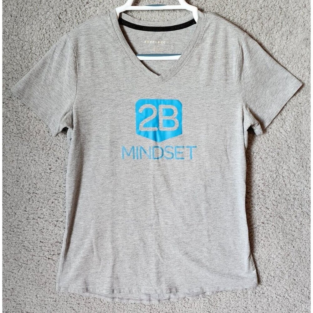Beachbody "2B Mindset" Women's Short Sleeve V Neck T‎ Shirt Gray Workout Size S